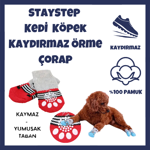 StayStep Kedi Köpek Kaydırmaz Örme Çorap