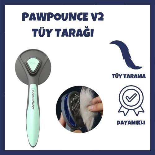 PawPounce v2 Otomatik Tuşlu Kendini Temizleyen Kedi Köpek Tarağı
