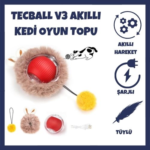 TecBall v3 Tüylü Şarjlı Kedi Oyuncağı