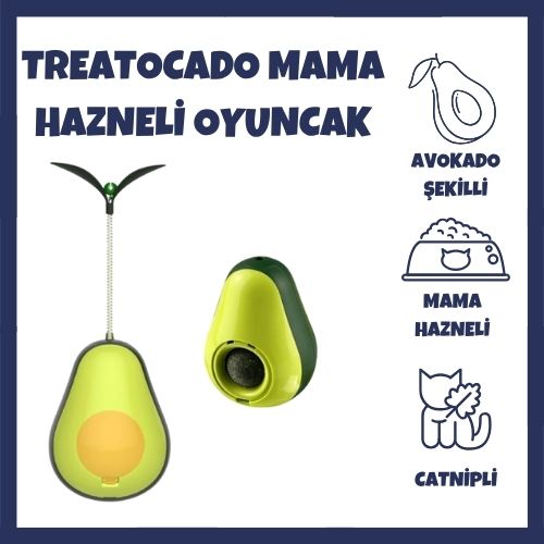 TreatoCado Avokado Şeklinde Kedi Naneli ve Mama Hazneli Kedi Oyuncağı