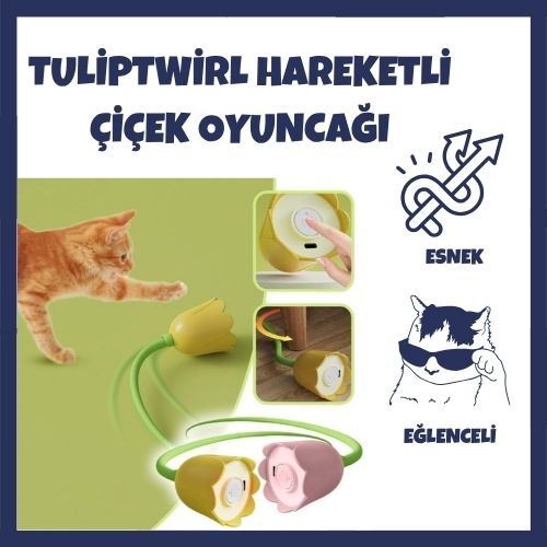 TulipTwirl Hareketli Çiçek Kedi Oyuncağı